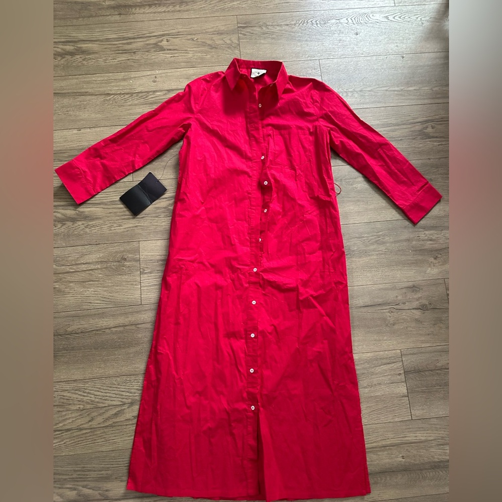 Tuckernuck womens size XS Red Button-Down Shirt Dress NWT